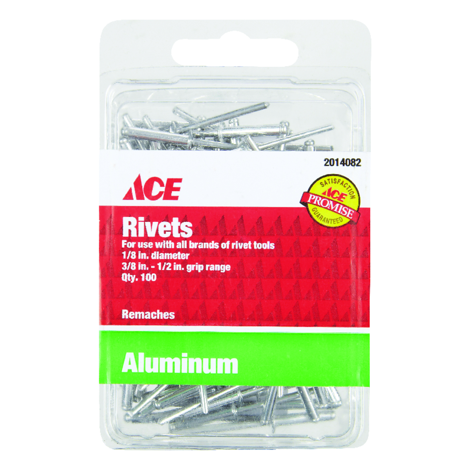 Ace 1/8 in. D X 1/2 in. Aluminum Rivets Silver 100 pk