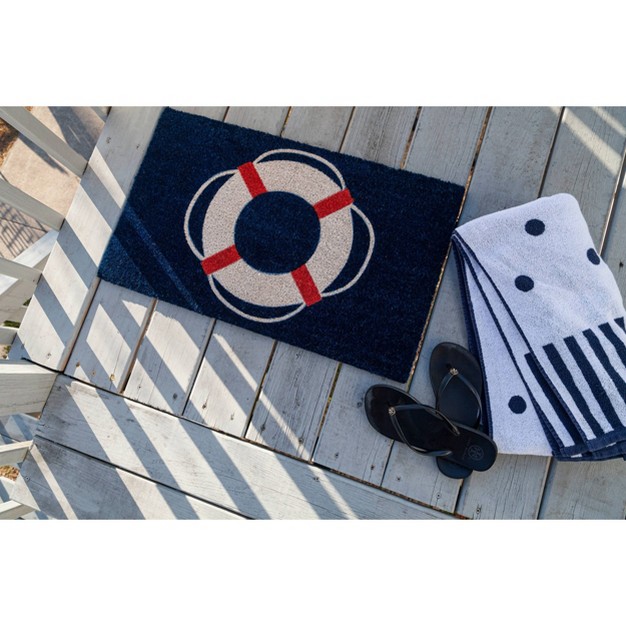 X 2 x27 4 quot Man Overboard Indoor outdoor Coir Doormat Blue white red Entryways