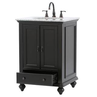 Home Decorators Collection Newport 25 in. W x 21-12 in. D Bath Vanity in Black with Granite Vanity Top in Gray 9085-VS25H-BK