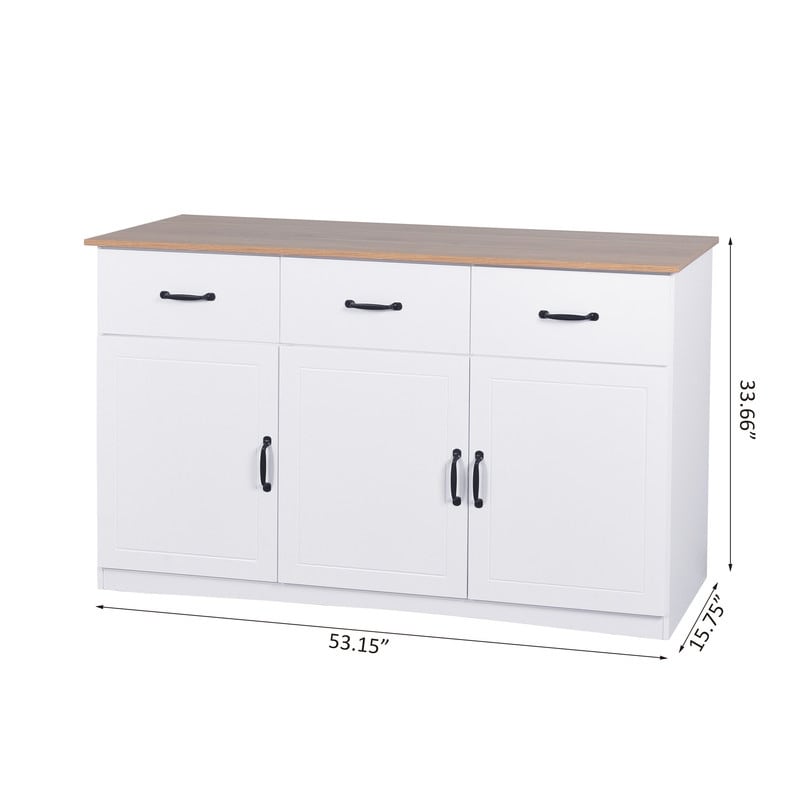 Locker Kitchen sideboard  3 doors  3 drawers and adjustable shelves  white