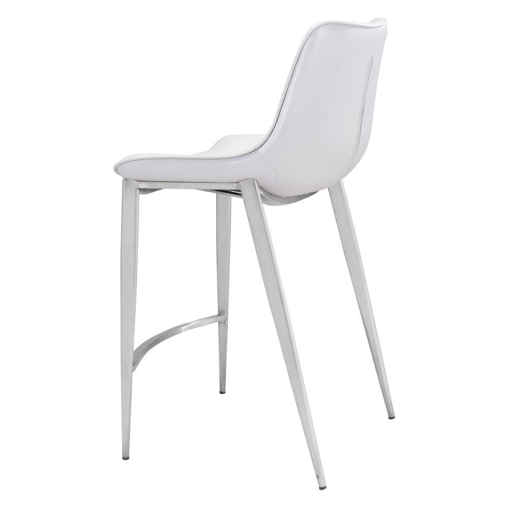 ZUO Magnus Counter Chair (Set of 2) White  Silver 101408