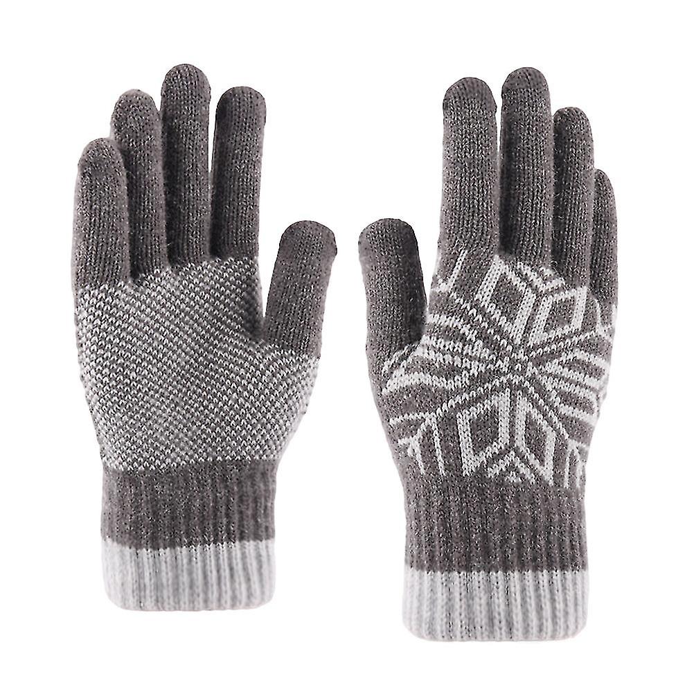 1 Pair Thicken Screen Touch Gloves Knitted Warm Gloves Windproof Winter Gloves For Outdoor Men (grey)