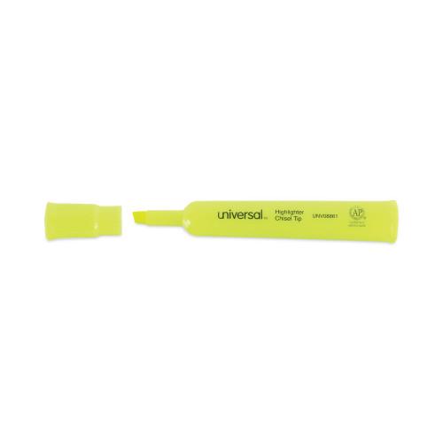 Universal Desk Highlighters， Chisel Tip， Fluorescent Yellow， Dozen (08861)