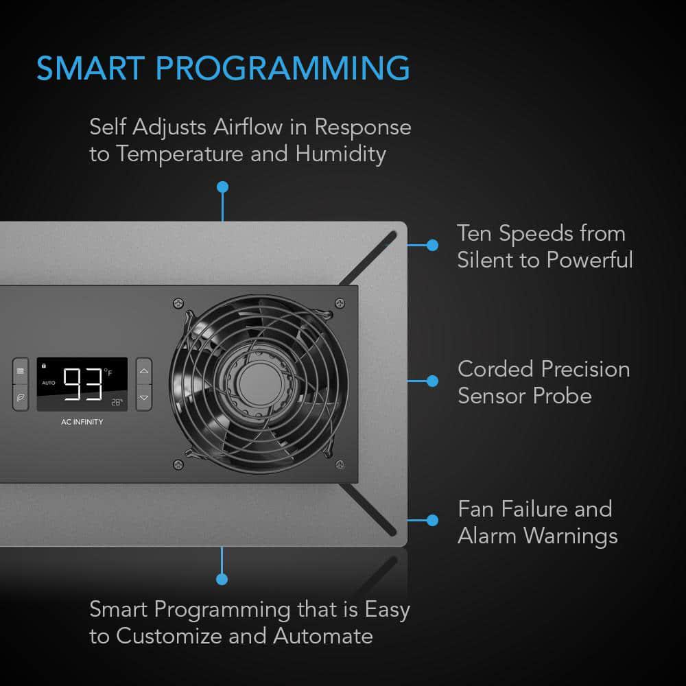 AC Infinity Airtitan 240 CFM Indoor Wall Mount Crawlspace Basement Ventilator Fan Temperature and Dehumidistat Controller Intake