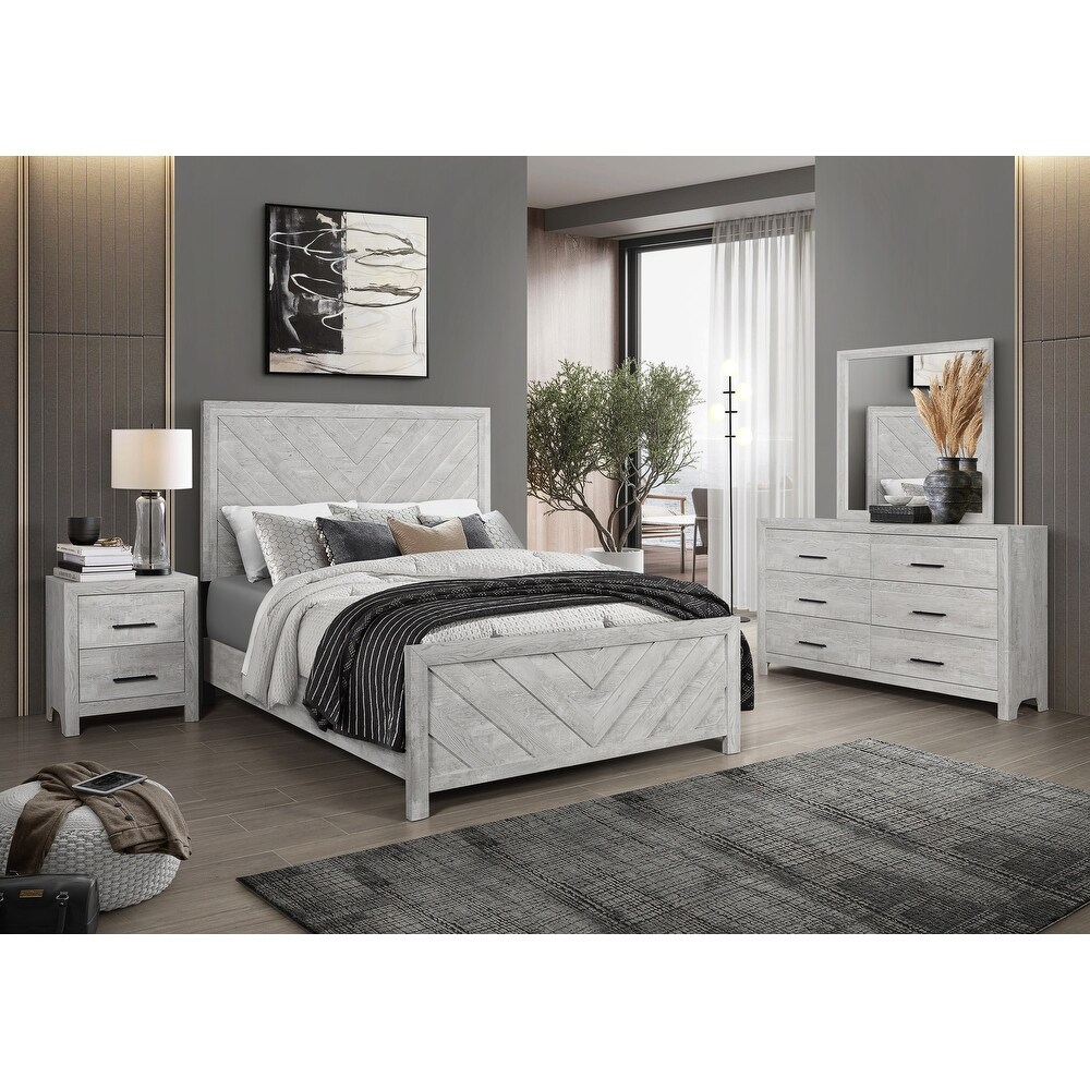 Denver Modern Style 4PC/5PC Bedroom Set Wood Finish Rustic Oak