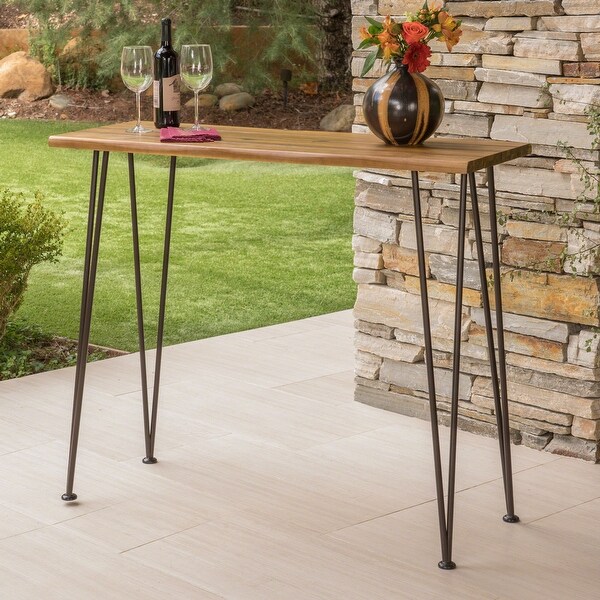 Denali Outdoor Industrial Rectangle Bar Table by Christopher Knight Home