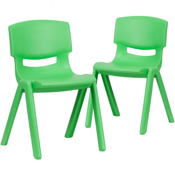 Whitney 2 Pack Green Plastic Stackable School Chair with 13.25