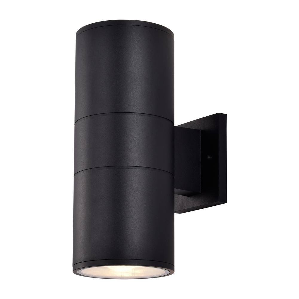 C Cattleya 2-Light Matte Black Cylinder Outdoor Wall Lantern Sconce CA1982-W