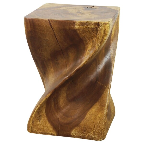 Haussmann? Big Twist Wood Stool Table 14 in SQ x 20 in H Oak Oil - 14 x 14 x 20