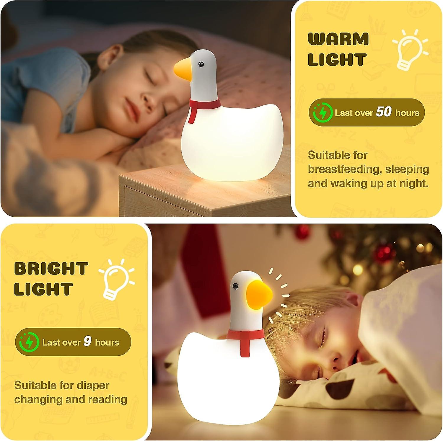 Swing Duck Night Light， Cute Dcuk Night Light With Timer， Squishy Silicone Duck Lamp， Portable Dimmable Nursery Night Light For Baby Kids Women Bedroo