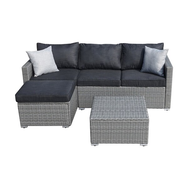 3-piece Patio Furniture Sets Resin Wicker Outdoor Sectional Sofa Chat Set - Overstock - 31721010