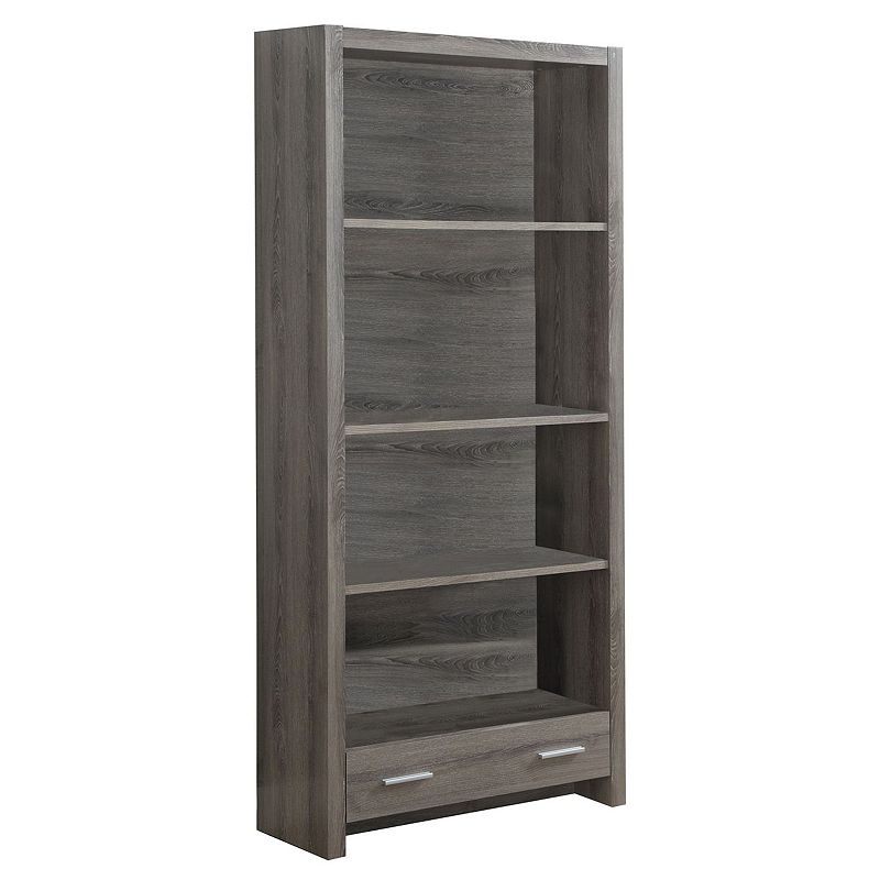 71.25 Taupe Brown Contemporary Rectangular Bookcase