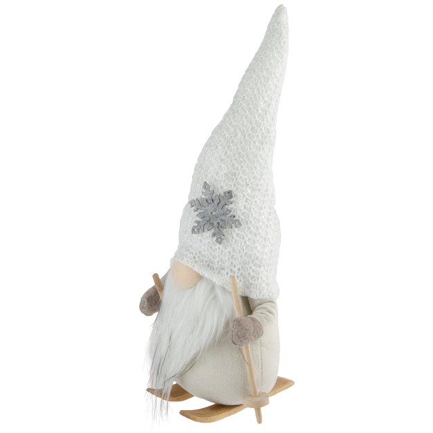 Winter Ski Gnome With Snowflake Hat Christmas Tabletop Decoration