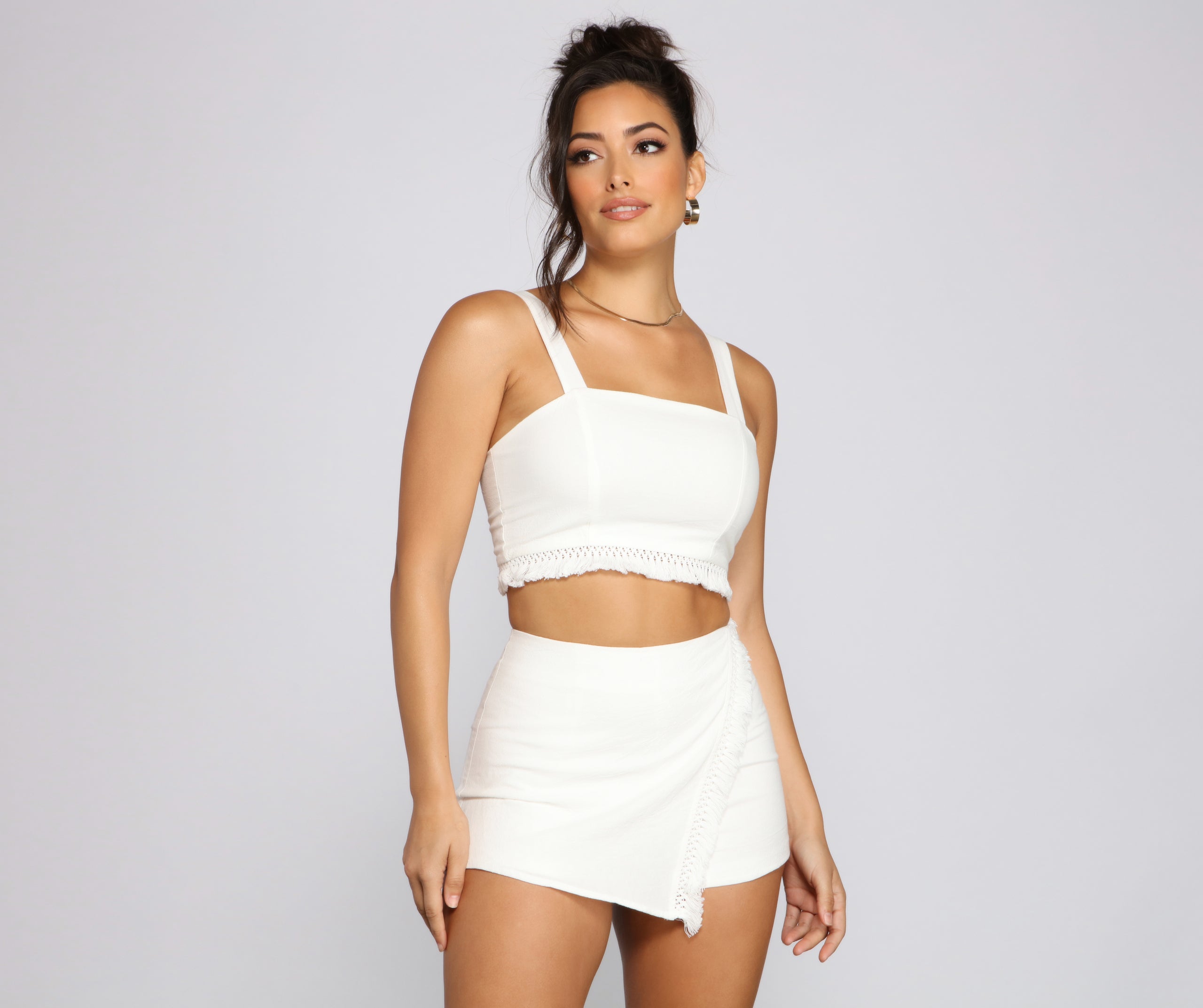 Come Away With Me Linen Crop Top