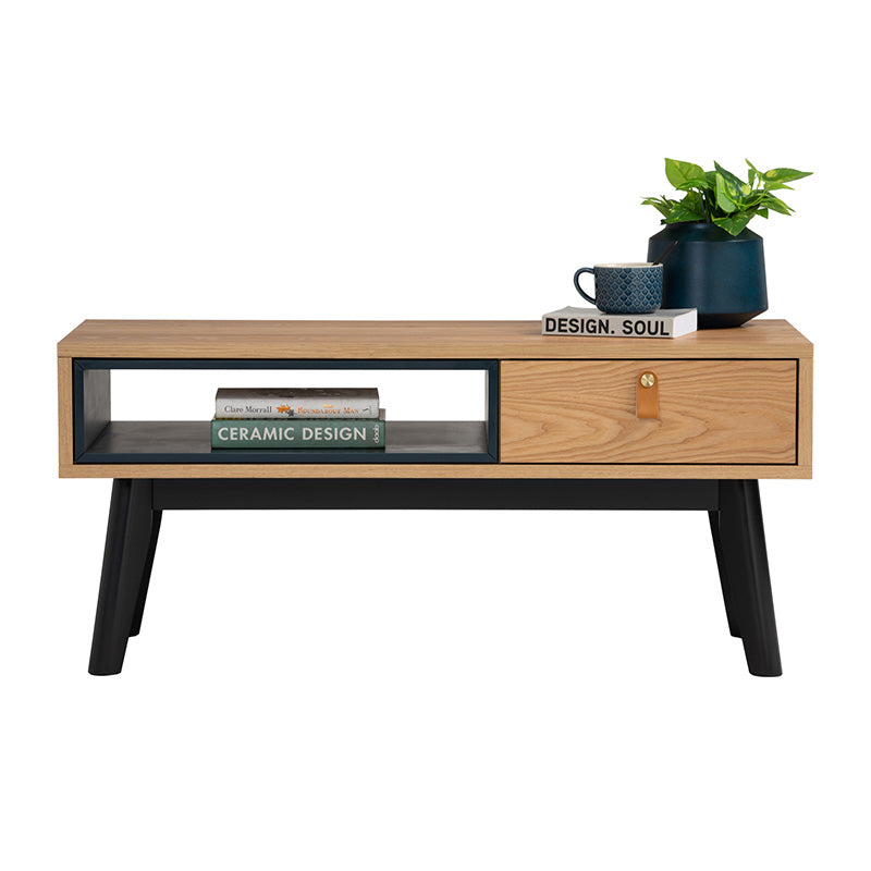 CASTOR Coffee Table 100cm - Natural, Navy Blue & Black