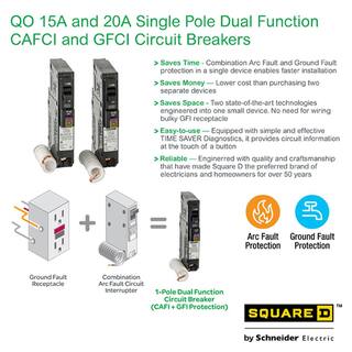 Square D QO 20 Amp Single-Pole Dual Function (CAFCI and GFCI) Circuit Breaker QO120DFC