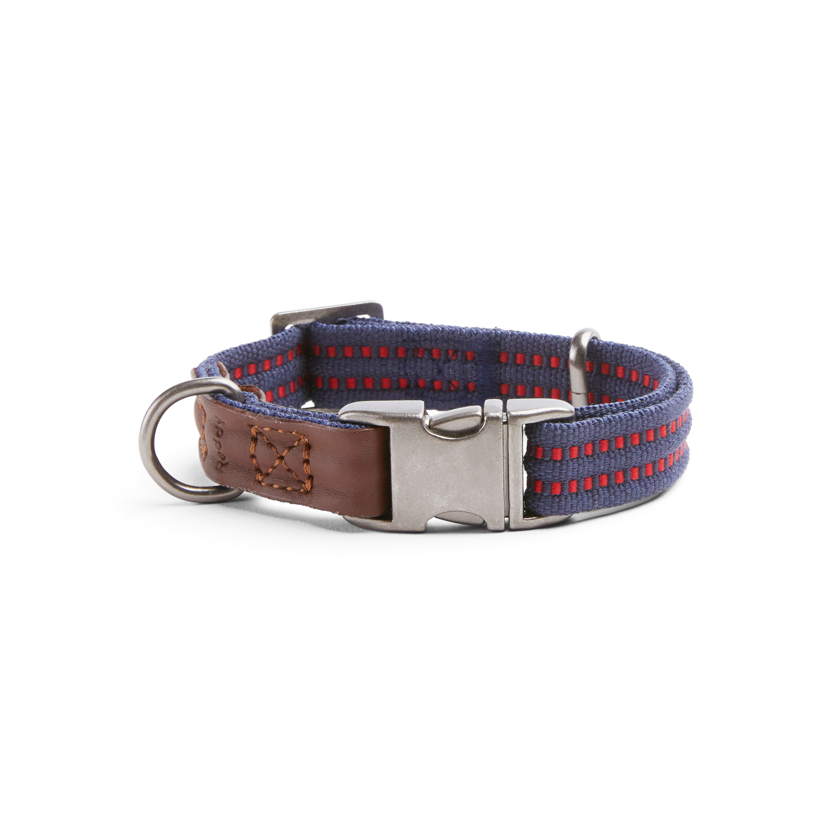 Reddy Navy/Red Webbed Dog Collar， Small