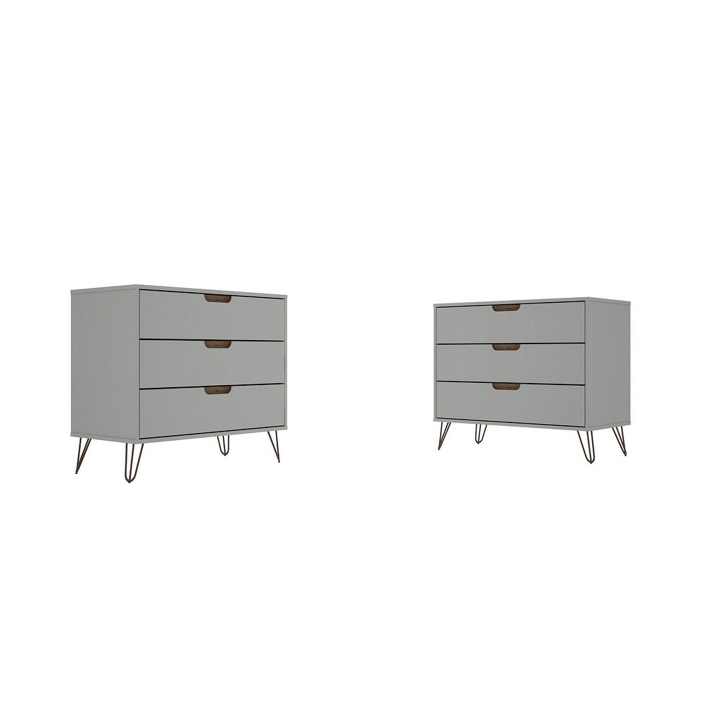 Manhattan Comfort Rockefeller 3 Drawer Dresser (Set of 2)