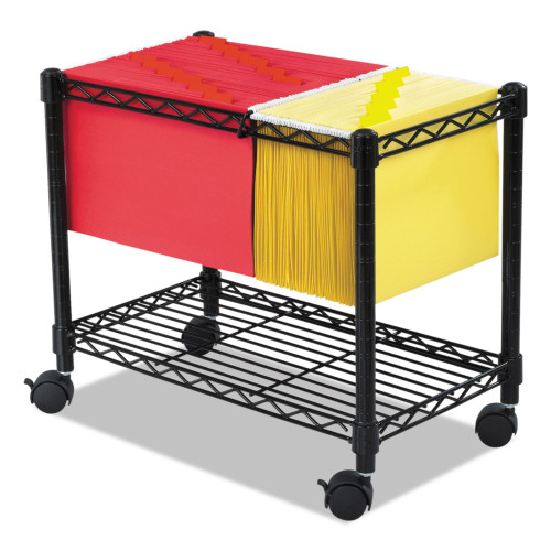 Safco Wire Mobile File， Metal， 1 Shelf， 2 Bins， 14