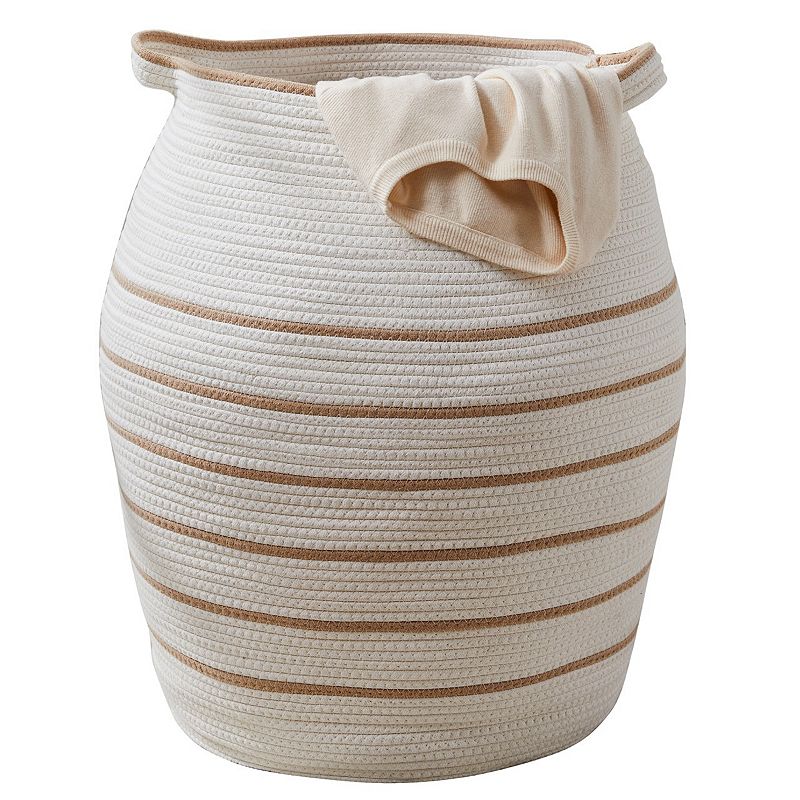 Ornavo Home Extra Large Woven Cotton Rope Tall 25 Height Laundry Hamper Basket with Handles