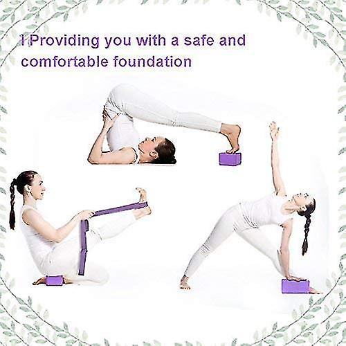 2pcs Yoga Blocks And Strap Set High Density Foam Yoga Bricks Support Deepen For Yoga Pilates