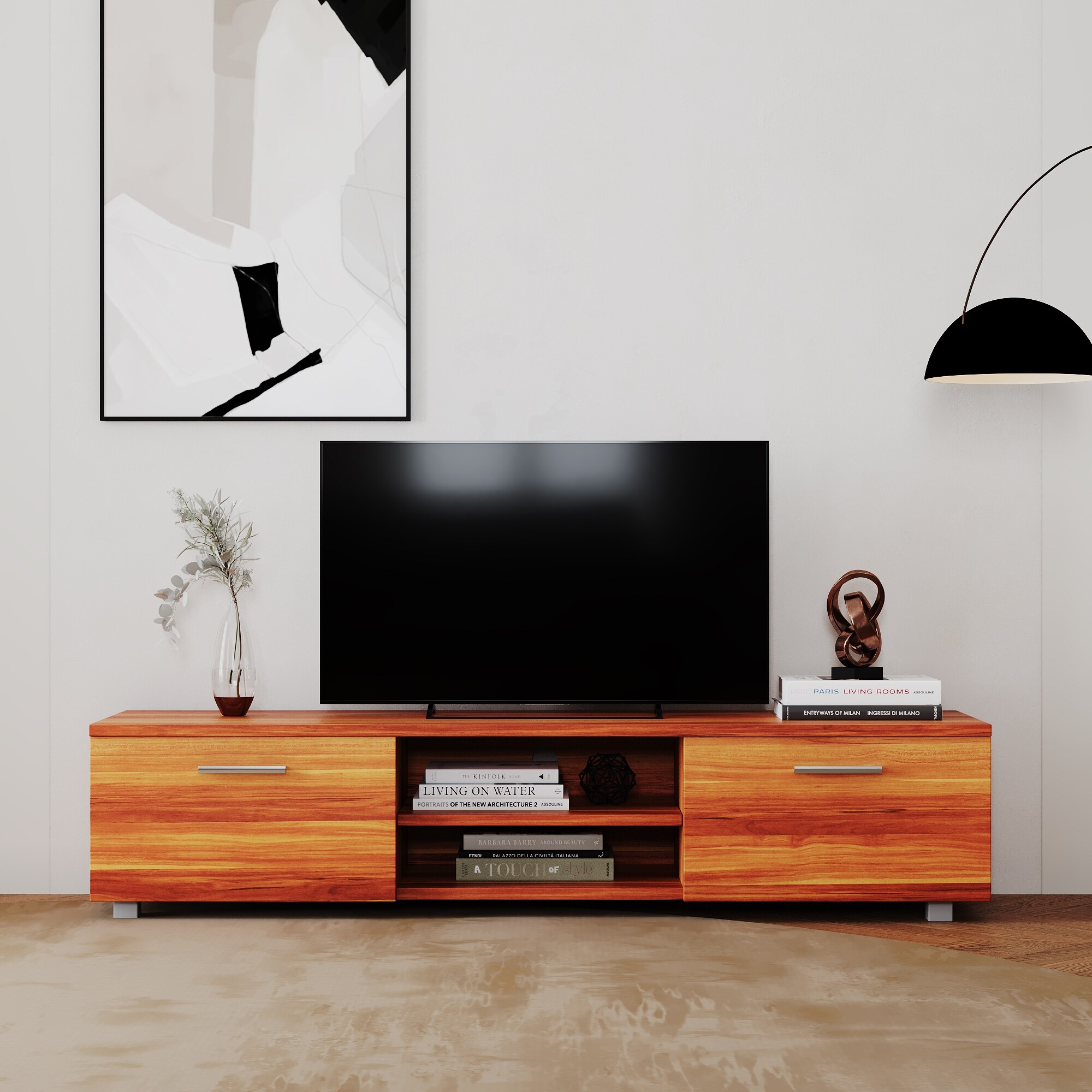 TV Stand for 70 Inch TV Stands， Media Console Entertainment Center Television Table