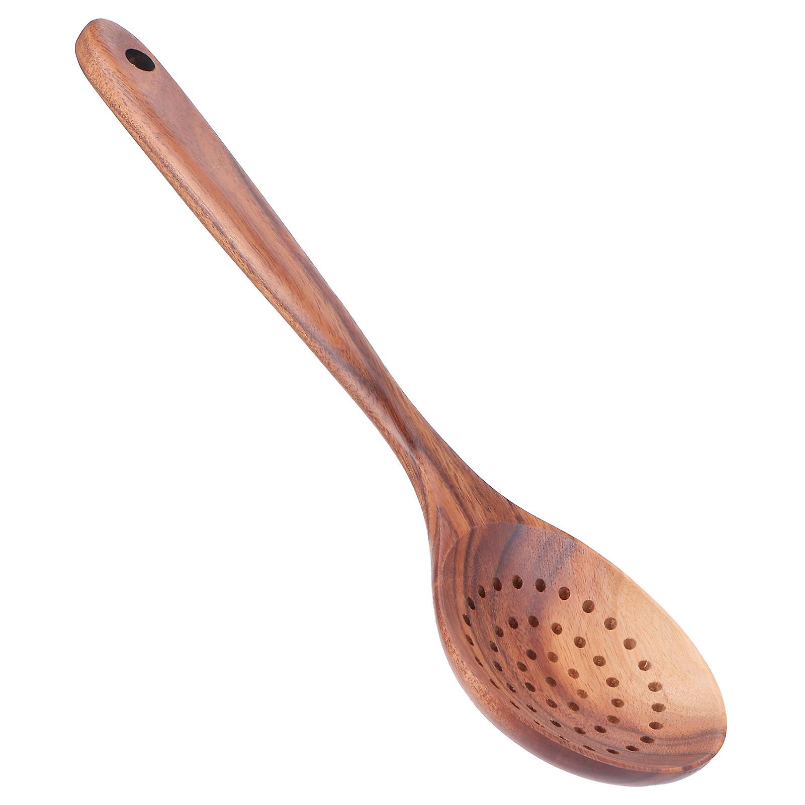 Slotted Spoon Wooden Long Handle Skimmer Scoop Kitchenware Cooking Kitchen  Utensil