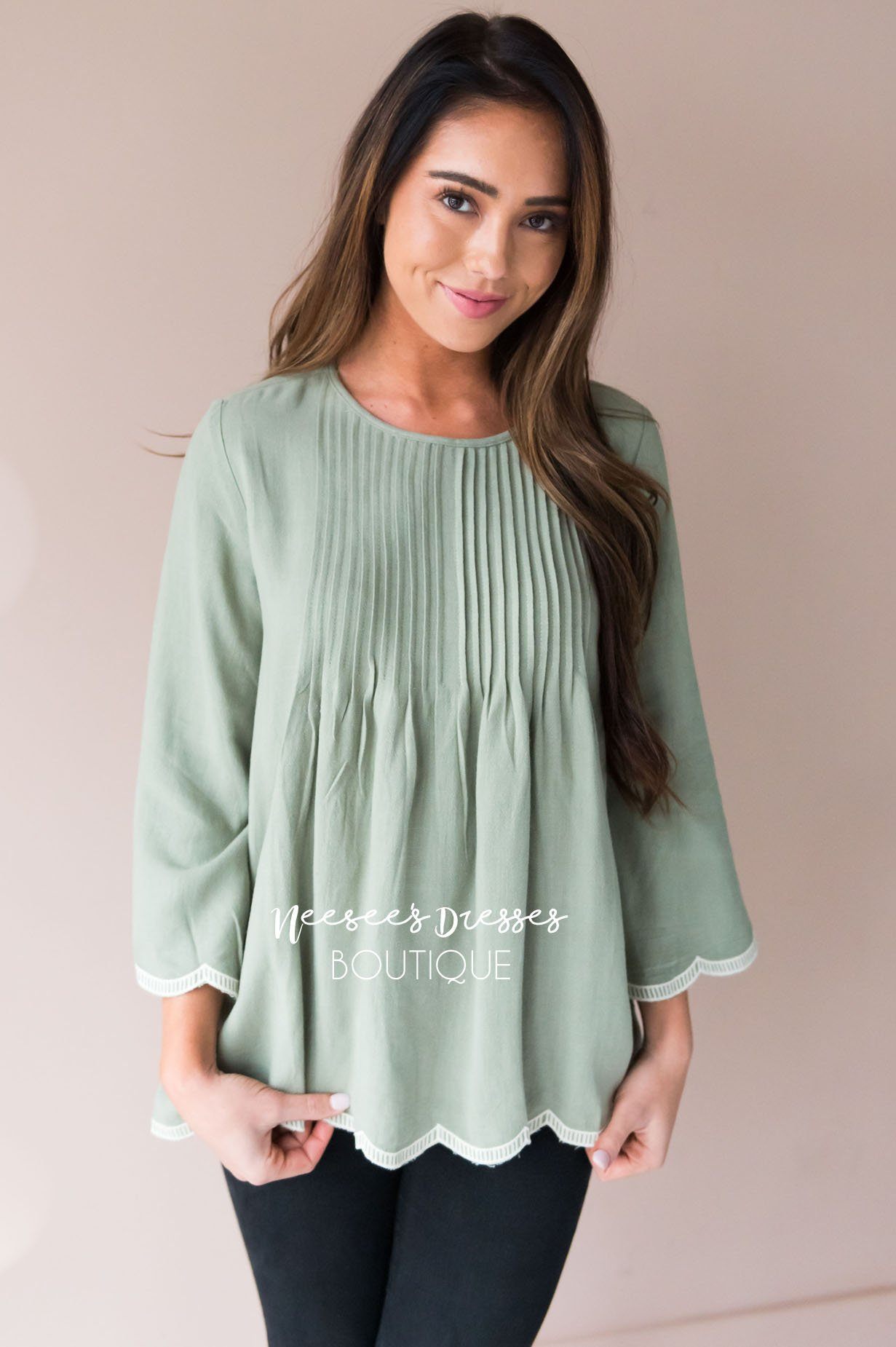 Always There Scalloped Trim Blouse