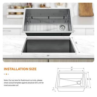 Glacier Bay All-in-One Undermount Stainless Steel 31 in. Kitchen Sink VUR3118A1PA1