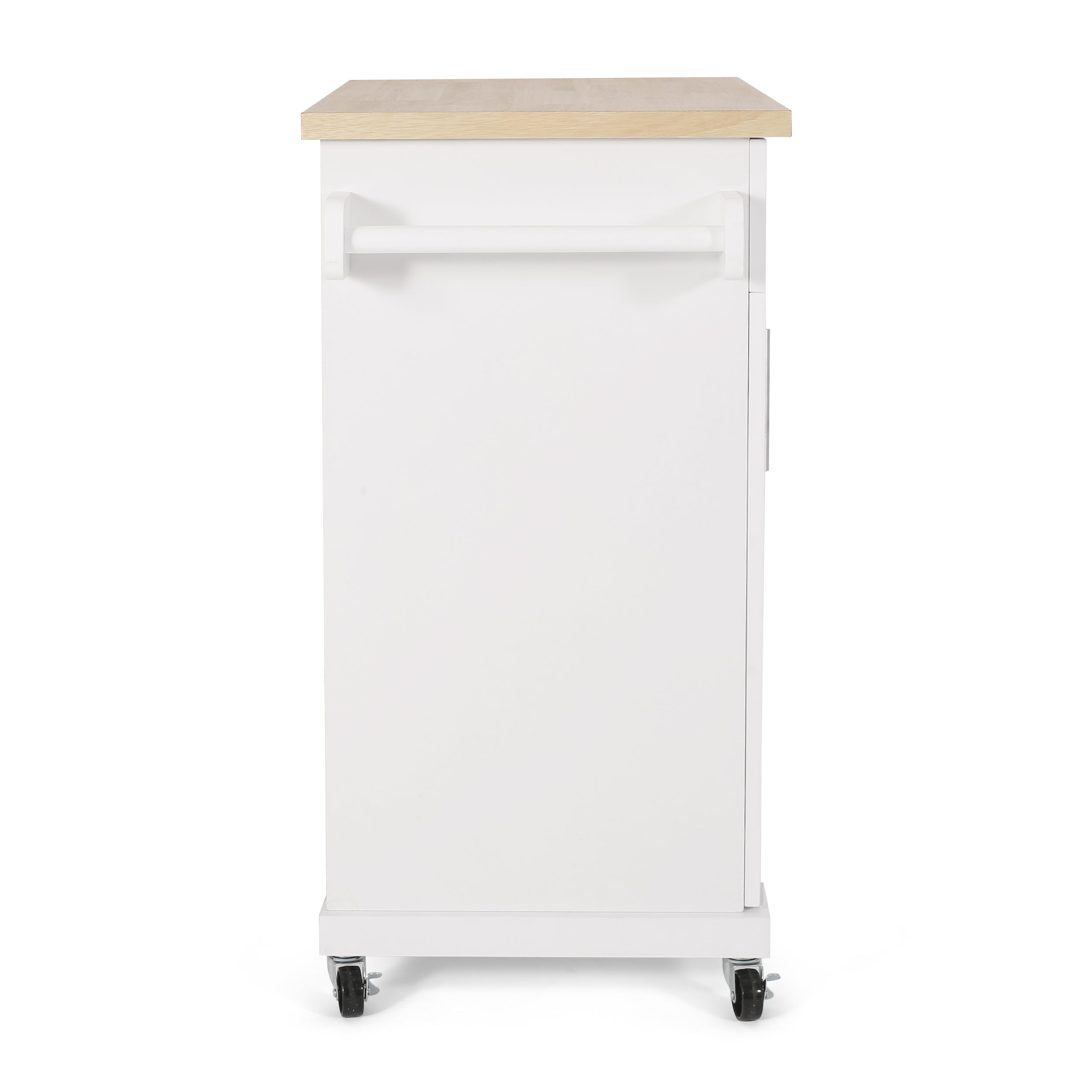 GDF Studio Negley Contemporary Kitchen Cart with Wheels， Natural and White