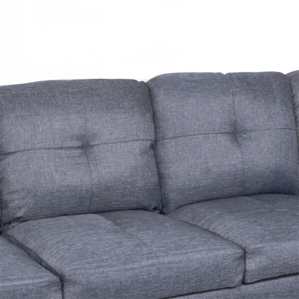 3PC Sectional Sofa Linen Right-Facing Chaise with Storage Ottoman Gray