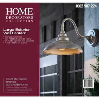 Home Decorators Collection 1-Light Champagne Silver Outdoor Wall Mount Barn Lantern Sconce 22999