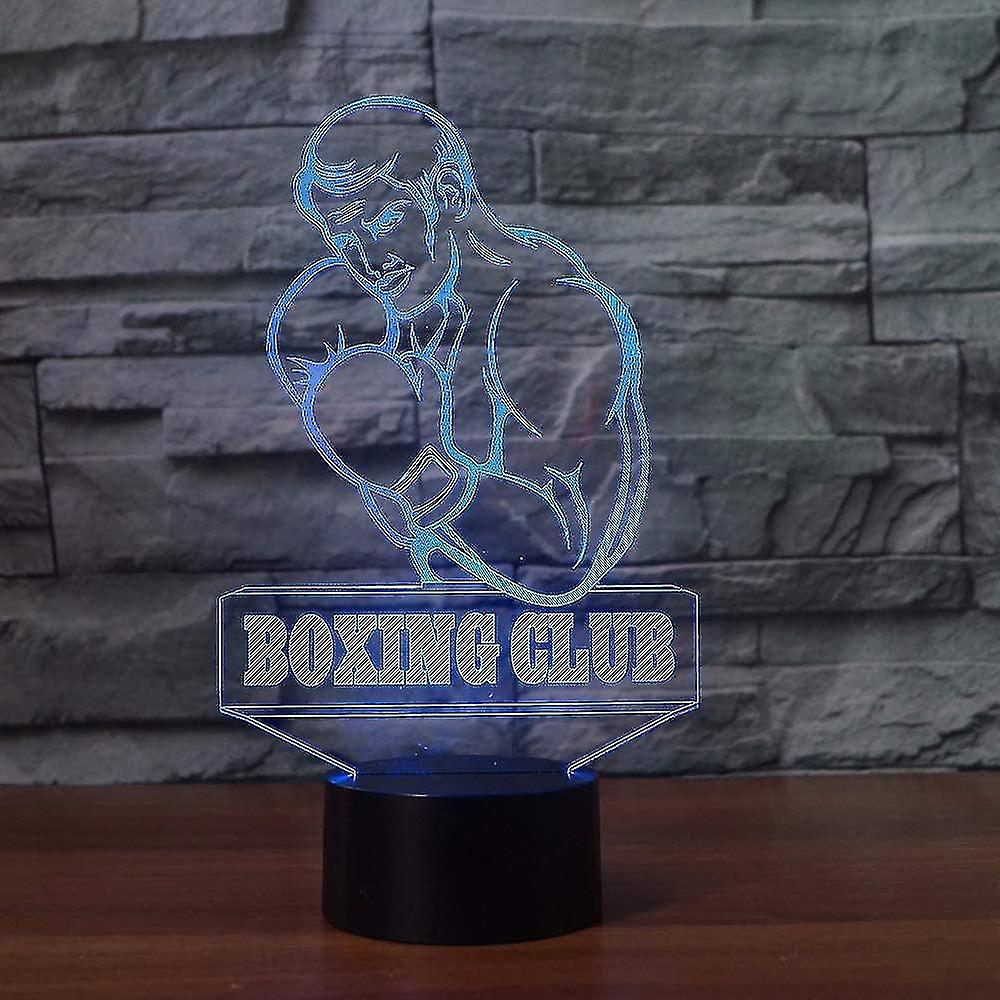 3d Visual Boxing Man Led Night Light Touch Table Desk Optical Illusion Lamps 7 Color Changing Lights