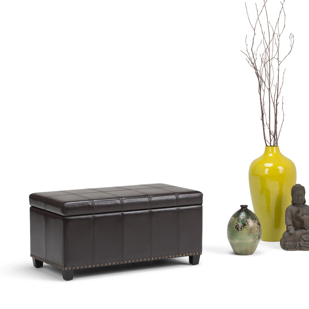 WYNDENHALL Megan 34 inch Wide Transitional Rectangle Storage Ottoman