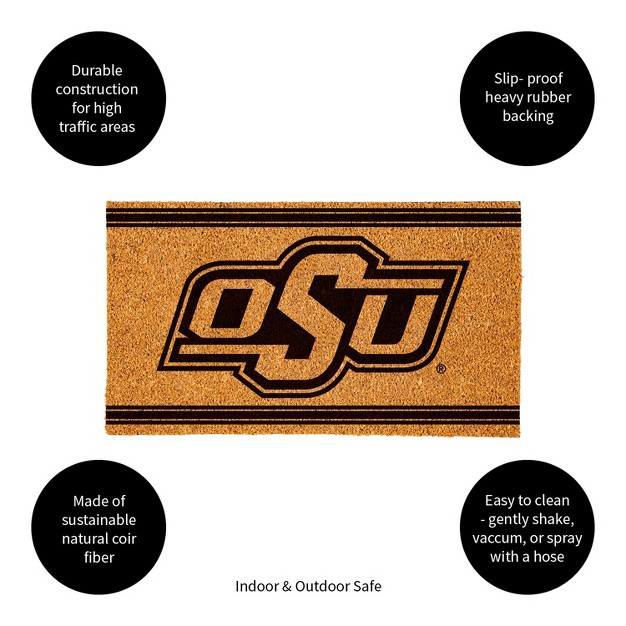 Evergreen Oklahoma State University Logo Turf Mat Brown 28 X 16 Inches Indoor Outdoor Doormat