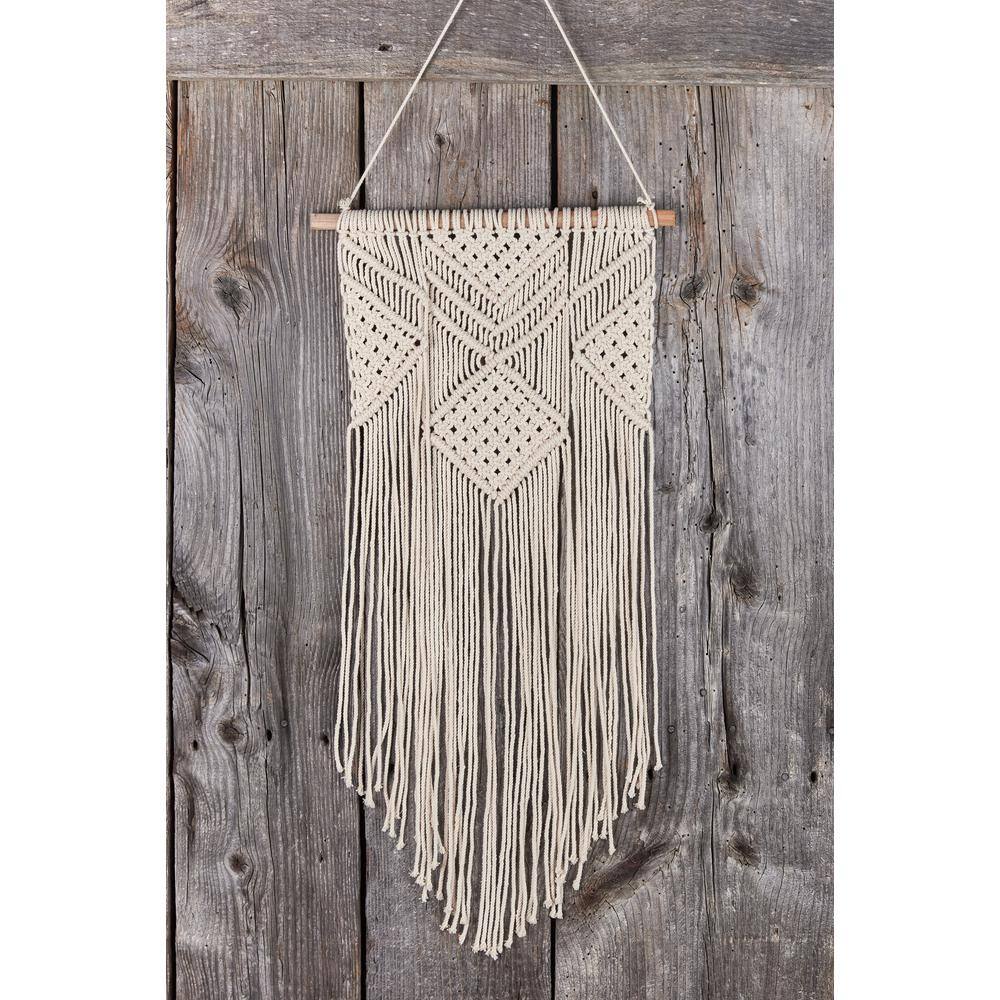 Primitive Planters Off White Woven Cotton Natural Wall Hanging #1 9086