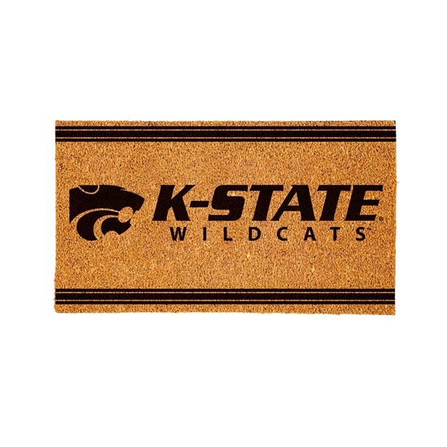 Evergreen Kansas State University Logo Turf Mat Brown 28 X 16 Inches Indoor Outdoor Doormat