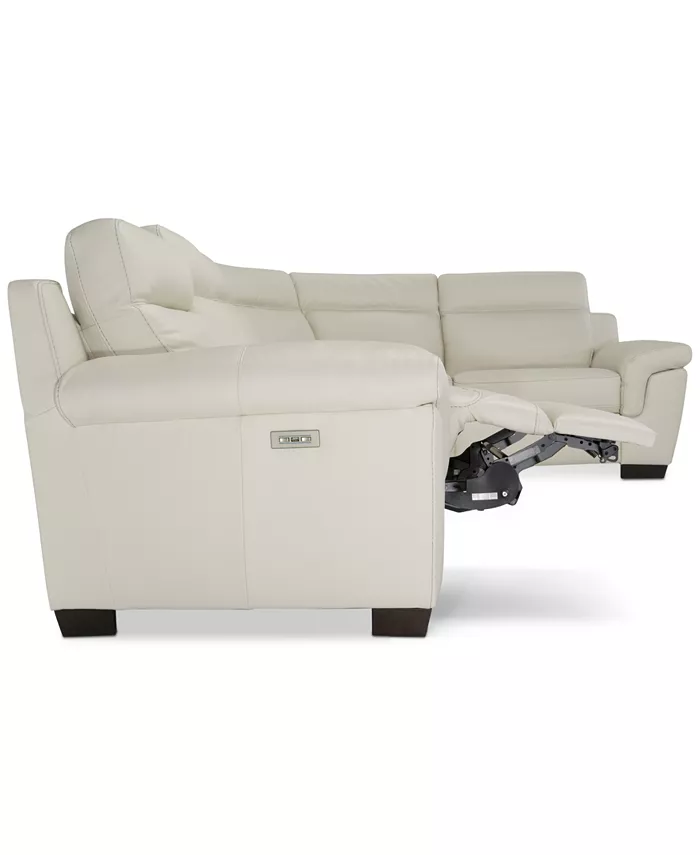 Furniture Julius II 5-Pc. Leather Sectional Sofa With 3 Power Recliners Power Headrests and USB Power Outlet