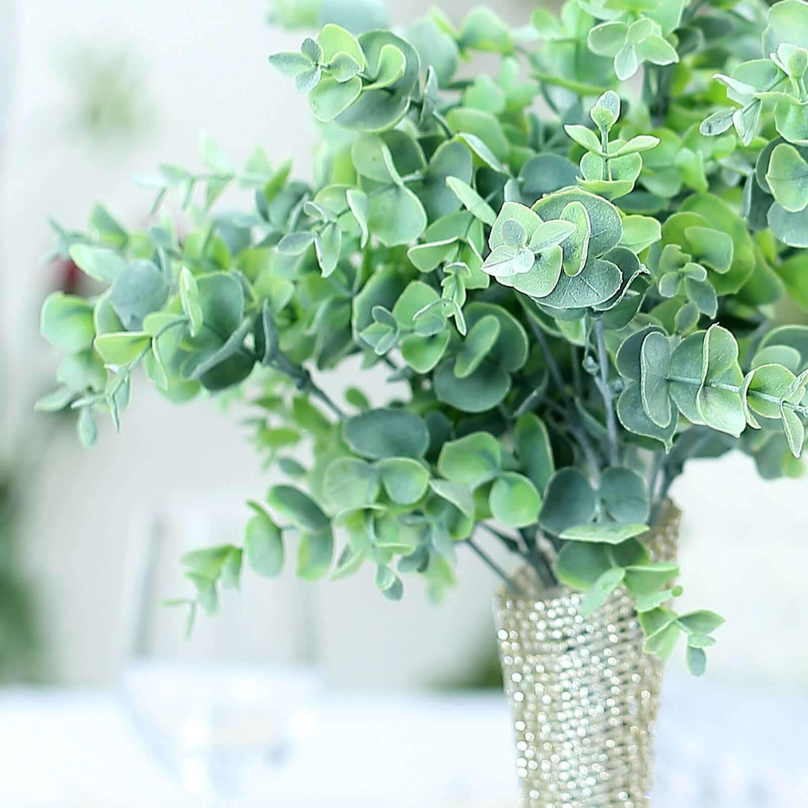 3 Bushes Artificial Eucalyptus Branches, Greenery Bouquet Plants 14