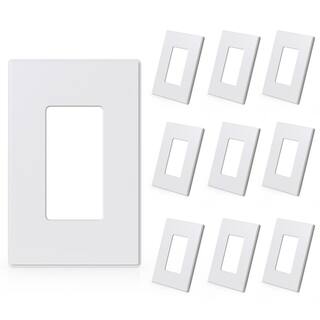 ELEGRP 1-Gang Midsize Screwless DecoratorRocker Wall Plate White (10-Pack) 3031GM-WH10