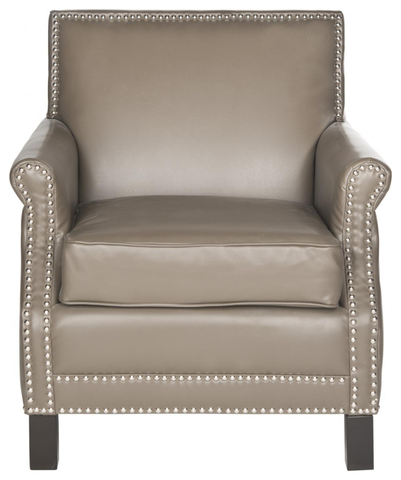 Jennifer Club Chair Silver Nail Heads Clay   Transitional   Armchairs And Accent Chairs   by Peachtree Fine Furniture  Houzz