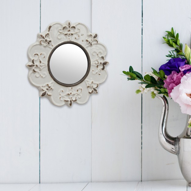 Decorative Ceramic Wall Mirror Ivory Stonebriar Collection