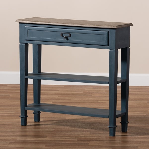 Baxton Studio French Country Blue Spruce Fiinished Wood Accent Console Table