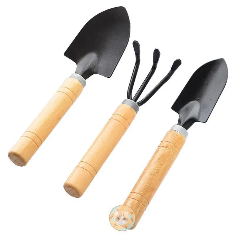 Mini Garden Hand Planting Tools Small Shovel Rake Spade Wood Handle Planting Tools Indoor Plant Tools