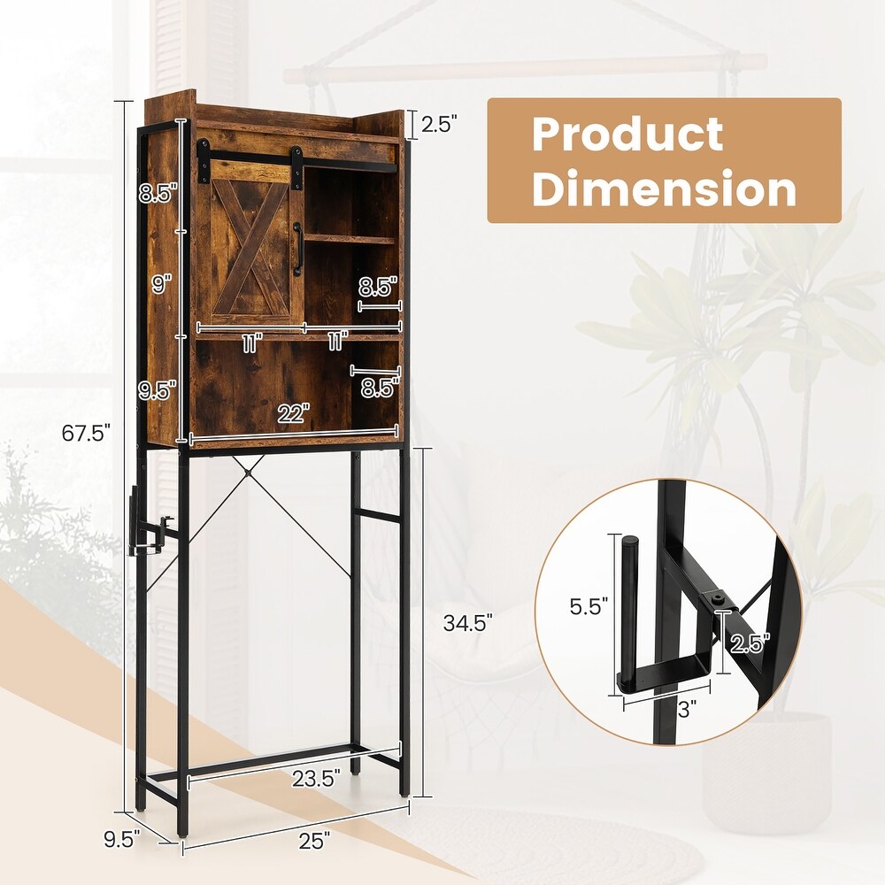 Gymax Over The Toilet Freestanding Storage Rack Bathroom w/ Slipping