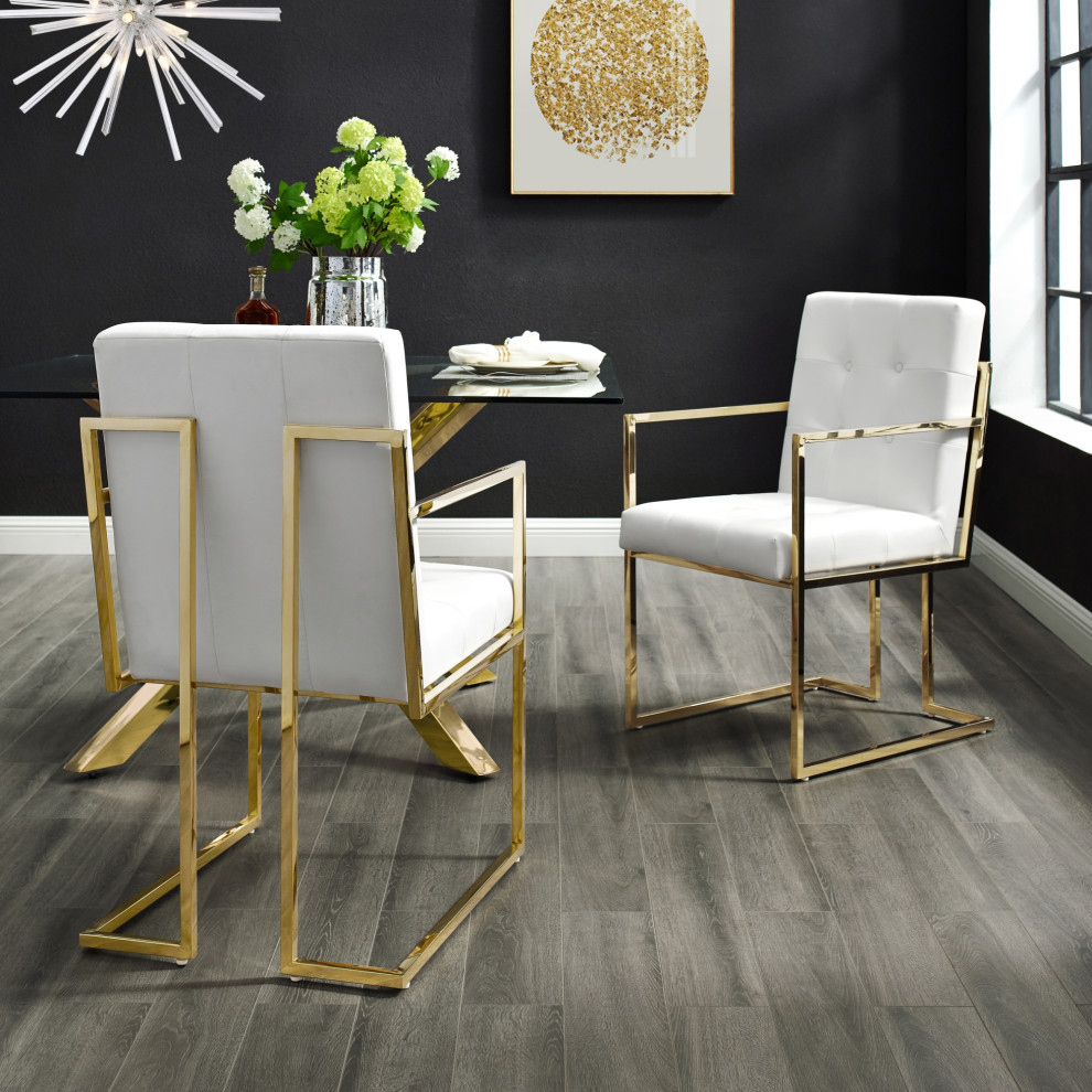 Phoebe Tufted Dining Chairs With Square Arms  Set of 2   Contemporary   Dining Chairs   by Inspired Home  Houzz