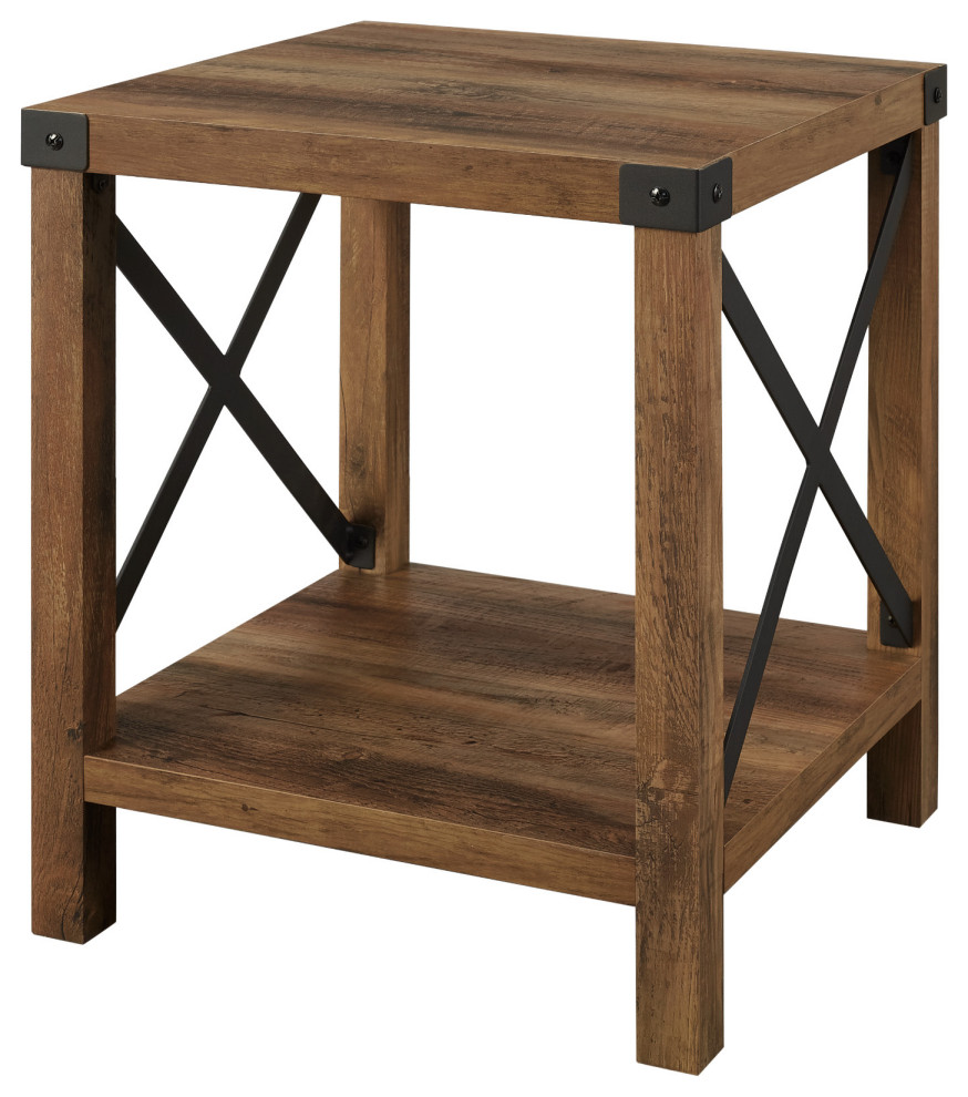 Bellevue WEIF64741 Paxton 18 quotSquare Rustic Farmhouse  quotX quotBarn   Side Tables And End Tables   by Buildcom  Houzz