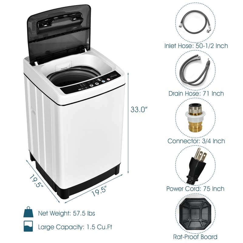 11 LBS Full-Automatic Portable Washing Machine, Top Load All In One Washer Dryer Combo