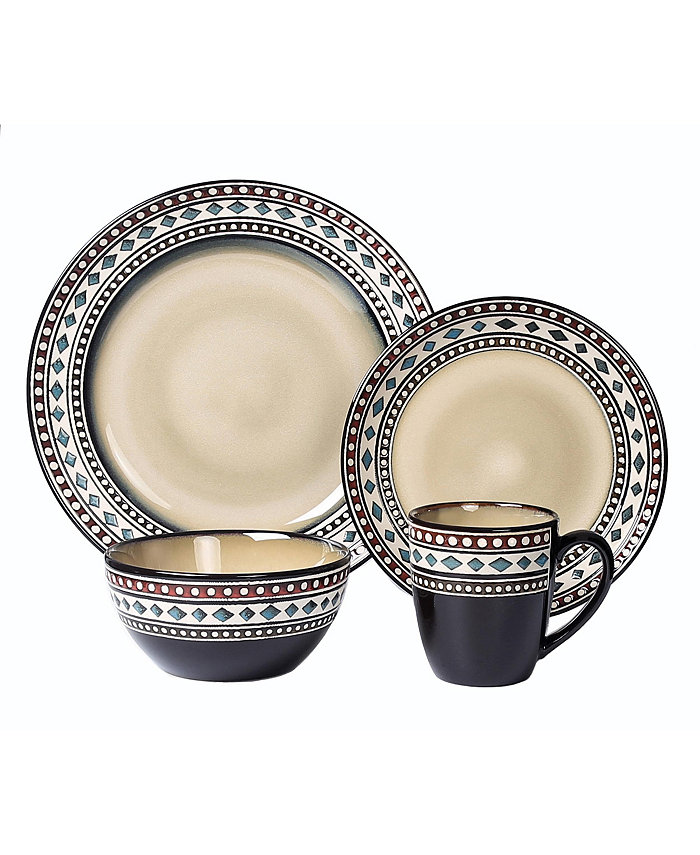 Lorren Home Trends 16 Piece Glazed Dinnerware