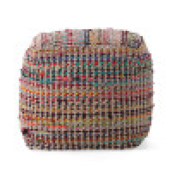 Madrid Handcrafted Boho Fabric Pouf  Sage and Mult...